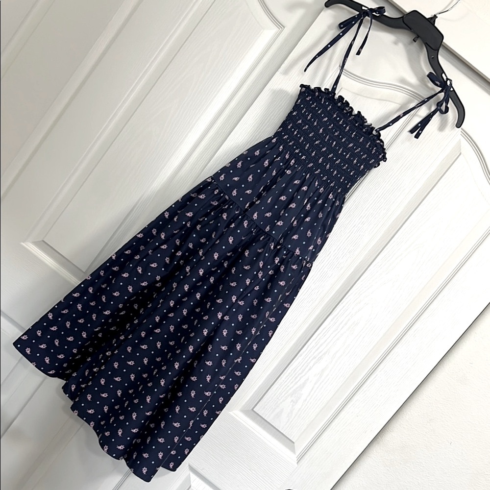 kate spade Paisley Foulard Navy Blue Smocked Women's Dress XS